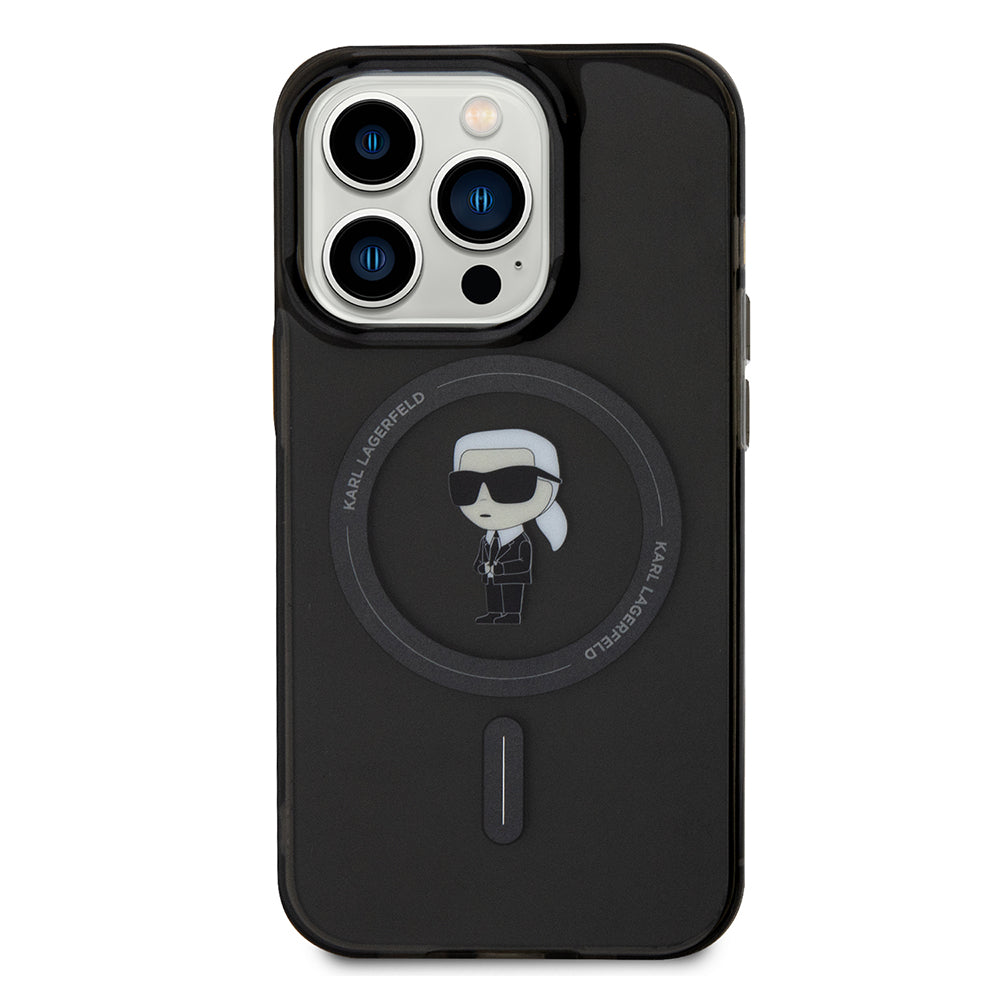 Ovitek MagSafe za Apple iPhone 14 Pro Max, Karl Lagerfeld, IML Ikonik Karl, Črn