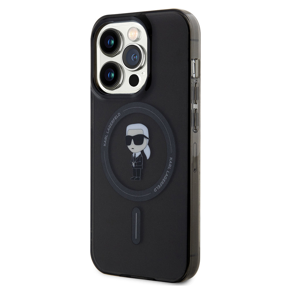 Ovitek MagSafe za Apple iPhone 14 Pro Max, Karl Lagerfeld, IML Ikonik Karl, Črn