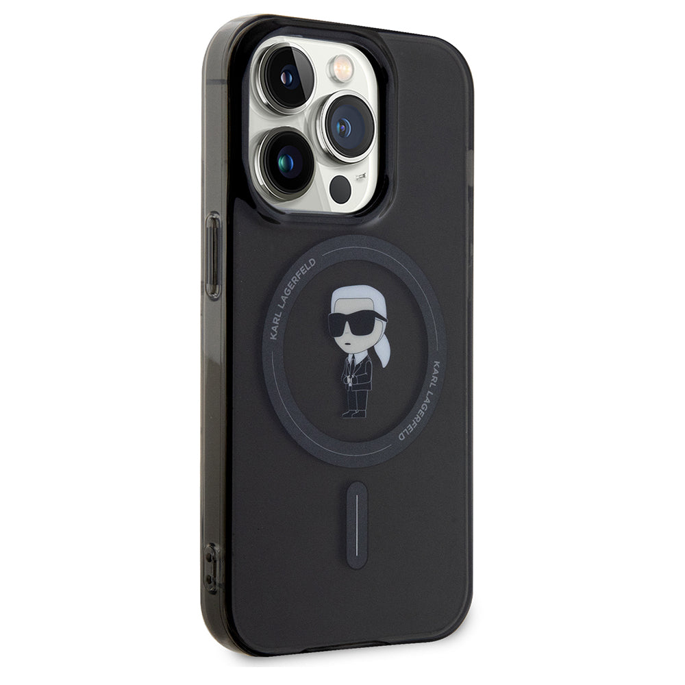 Ovitek MagSafe za Apple iPhone 14 Pro Max, Karl Lagerfeld, IML Ikonik Karl, Črn