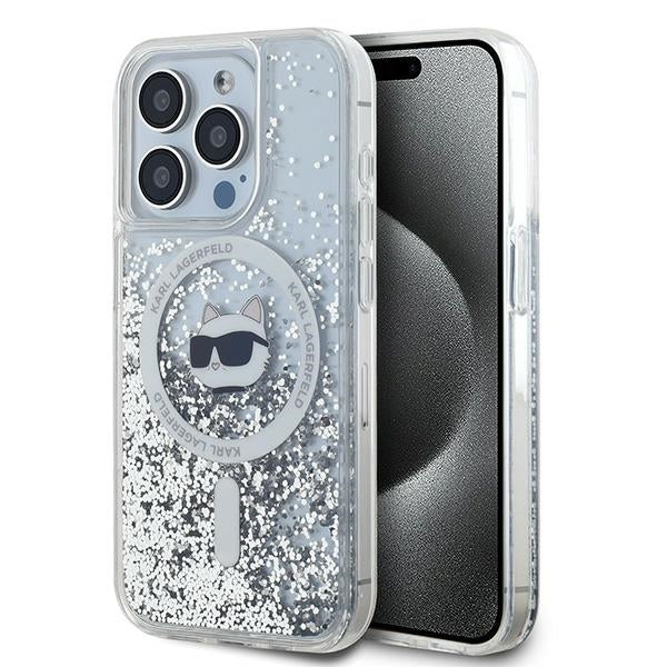 Ovitek MagSafe za Apple iPhone 14 Pro Max, Karl Lagerfeld, Liquid Glitter Choupette's Head, Prozoren