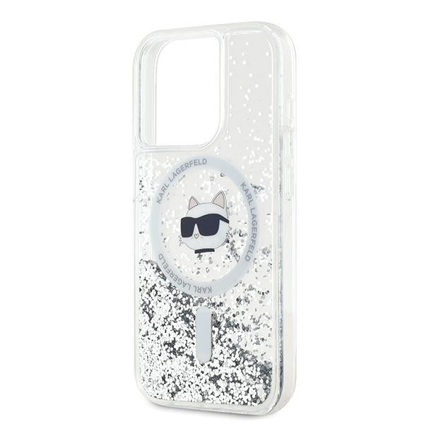 Ovitek MagSafe za Apple iPhone 14 Pro Max, Karl Lagerfeld, Liquid Glitter Choupette's Head, Prozoren