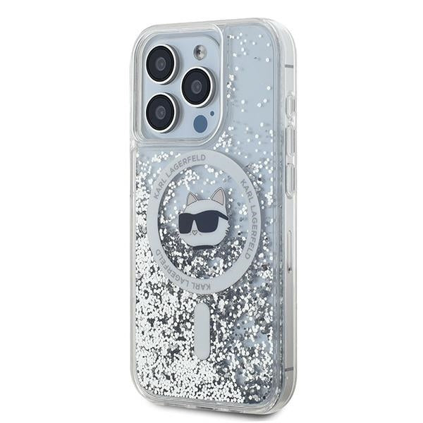 Ovitek MagSafe za Apple iPhone 14 Pro Max, Karl Lagerfeld, Liquid Glitter Choupette's Head, Prozoren