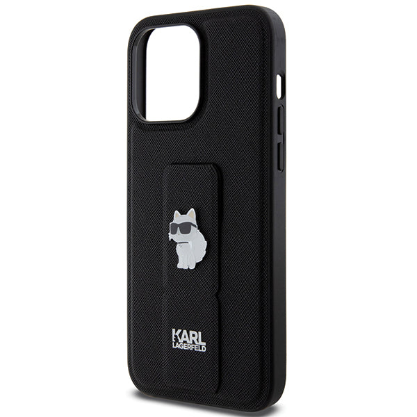 Ovitek MagSafe za Apple iPhone 14 Pro Max, Karl Lagerfeld, Saffiano Gripstand Choupette, črn