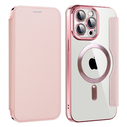 Ovitek MagSafe za Apple iPhone 14 Pro Max, Techsuit, SmartMag Book, roza