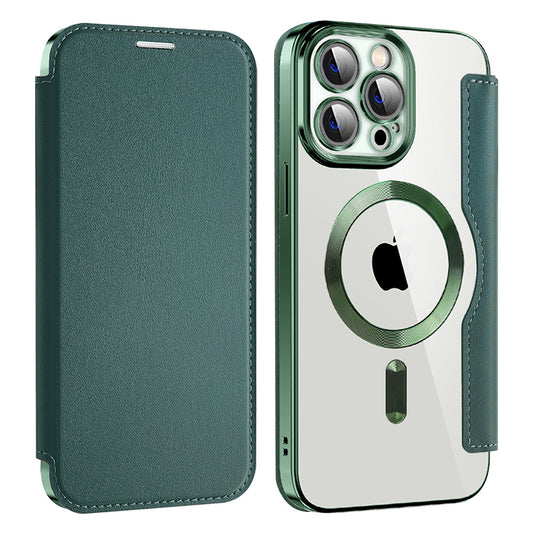 Ovitek MagSafe za Apple iPhone 14 Pro Max, Techsuit, SmartMag Book, Zelen