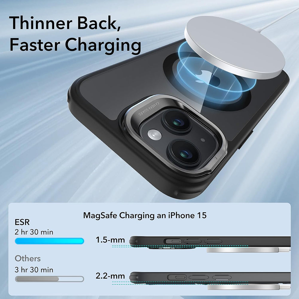 MagSafe ovitek za Apple iPhone 15, ESR, Classic Hybrid Kickstand, Črno prozoren