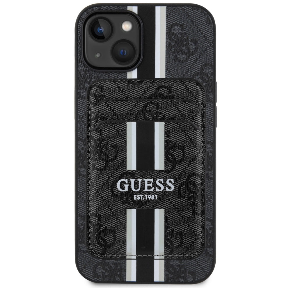Ovitek MagSafe za Apple iPhone 15, Guess, Cardslot 4G Stripes, Črn