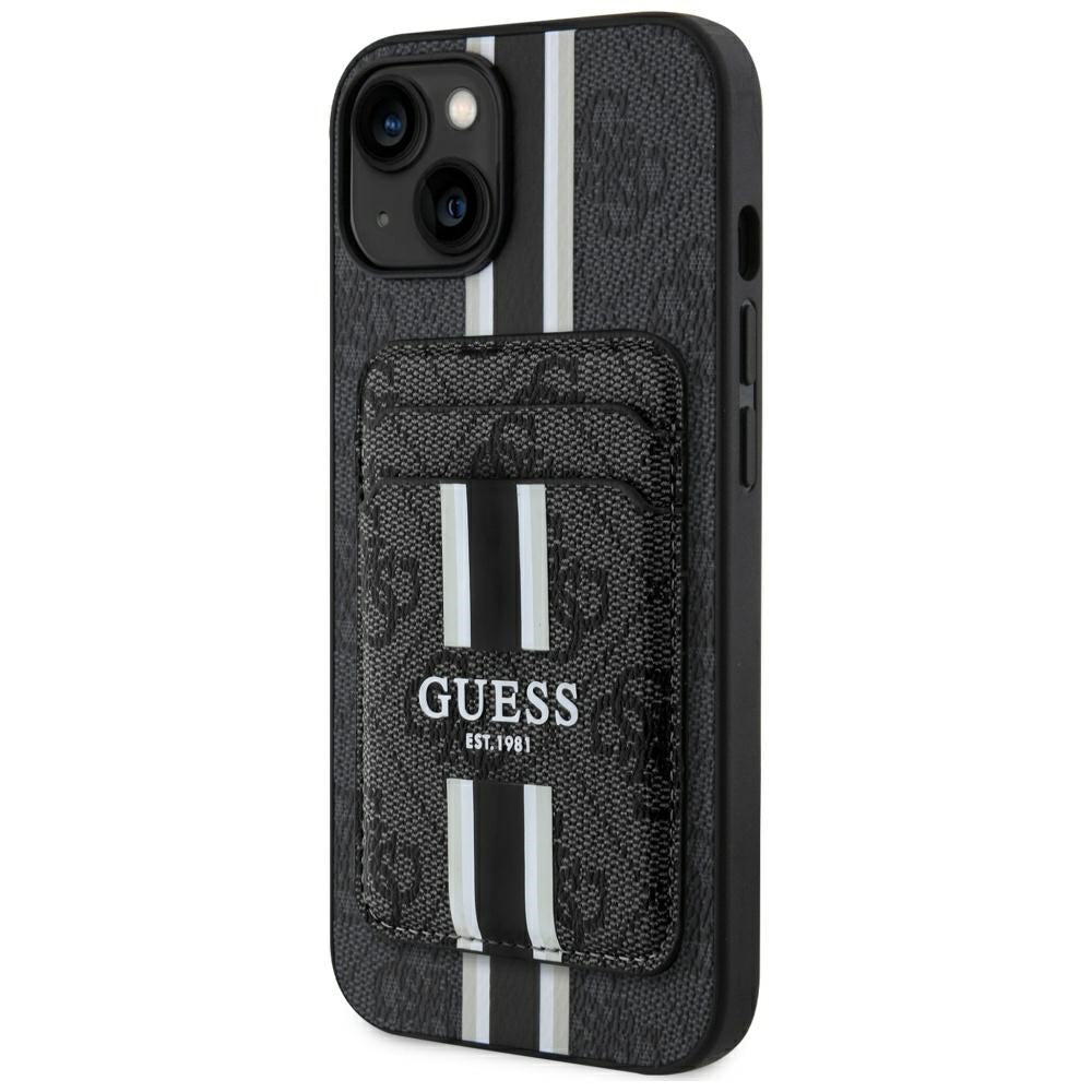 Ovitek MagSafe za Apple iPhone 15, Guess, Cardslot 4G Stripes, Črn