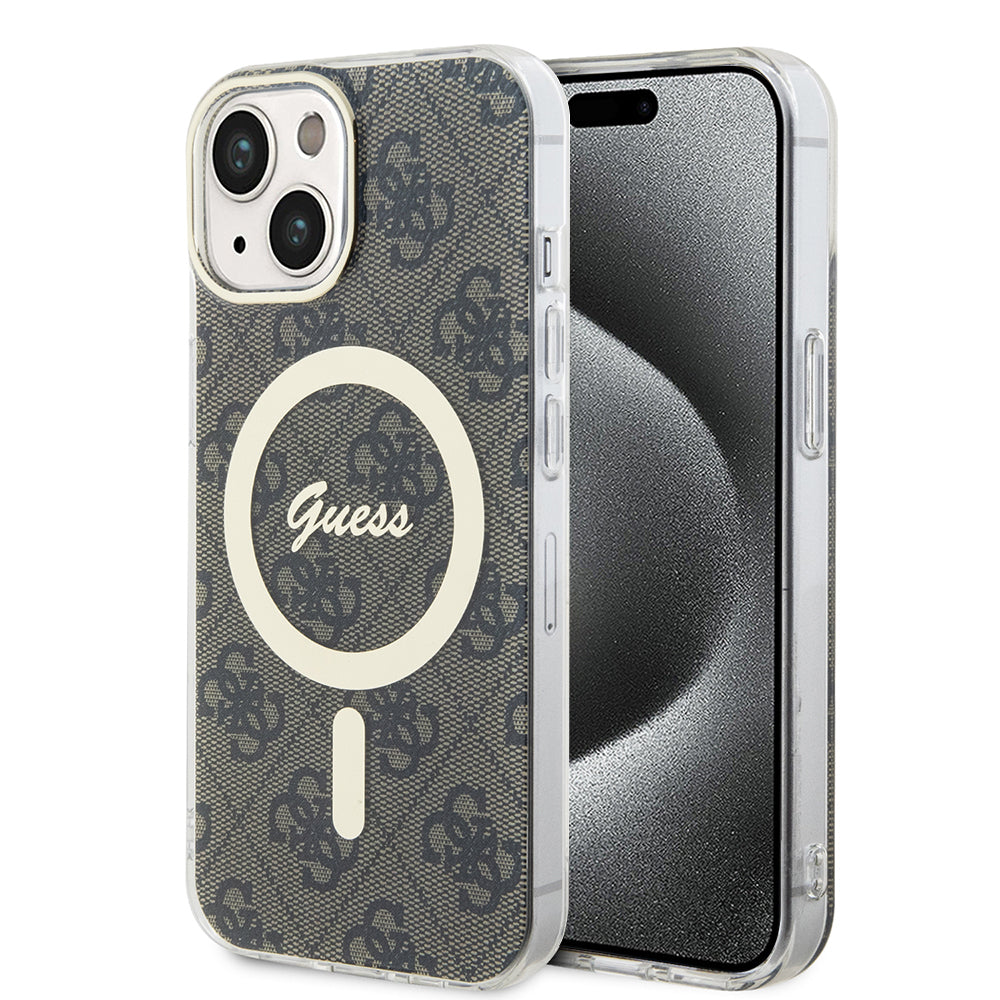 Ovitek MagSafe za Apple iPhone 15, Guess, IML 4G, Rjava