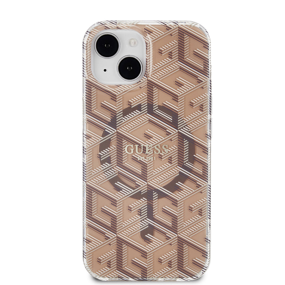 Ovitek MagSafe za Apple iPhone 15, Guess, IML Gcube, Rjava