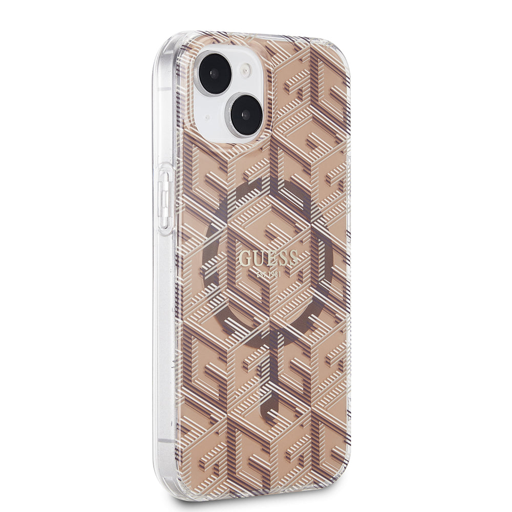 Ovitek MagSafe za Apple iPhone 15, Guess, IML Gcube, Rjava