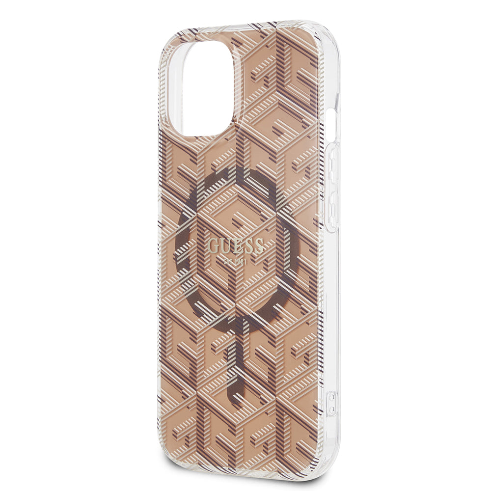 Ovitek MagSafe za Apple iPhone 15, Guess, IML Gcube, Rjava