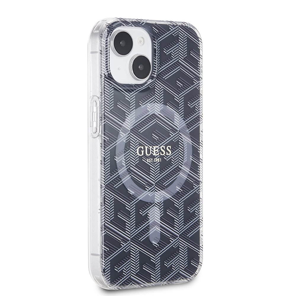 Ovitek MagSafe za Apple iPhone 15, Guess, IML Gcube, Črna