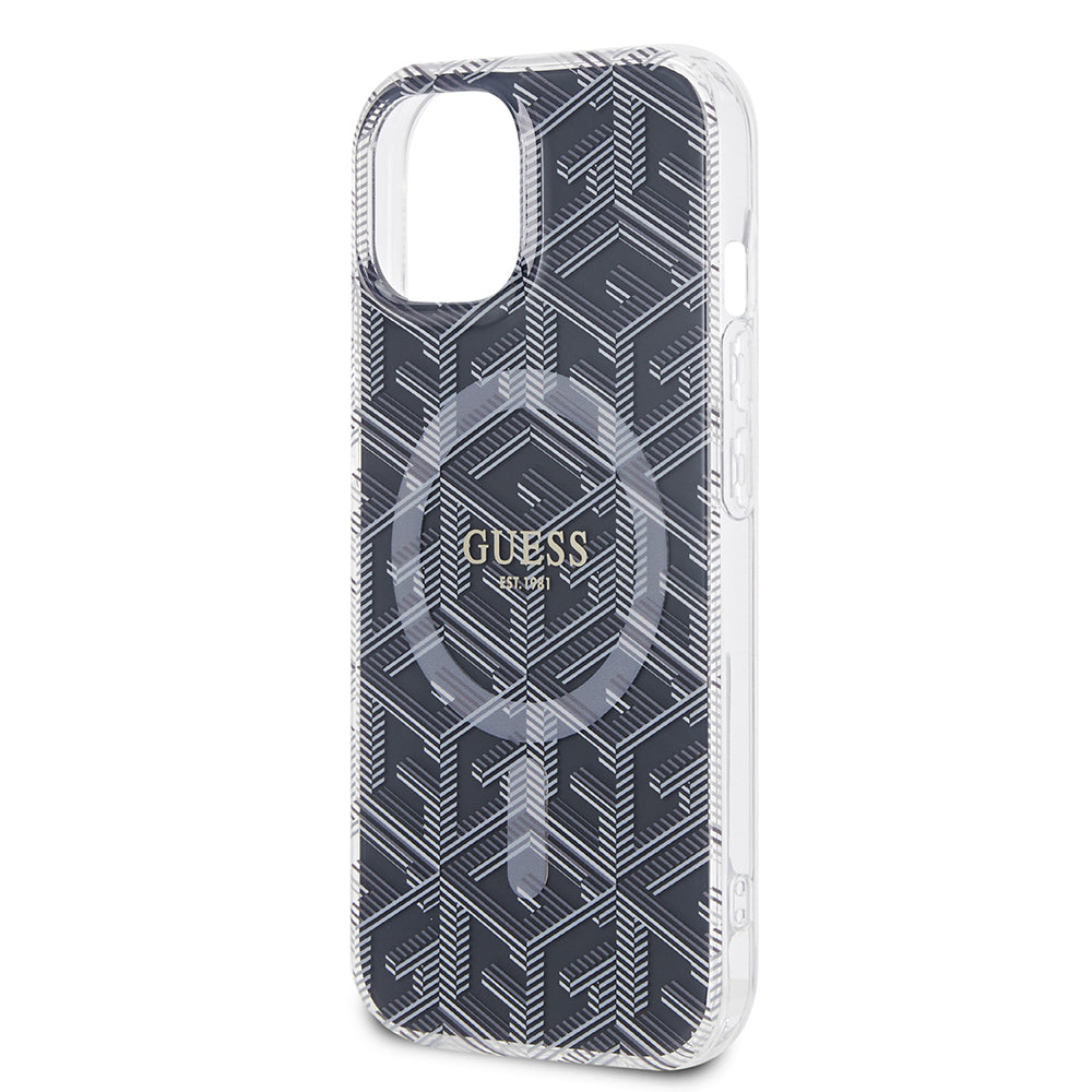 Ovitek MagSafe za Apple iPhone 15, Guess, IML Gcube, Črna