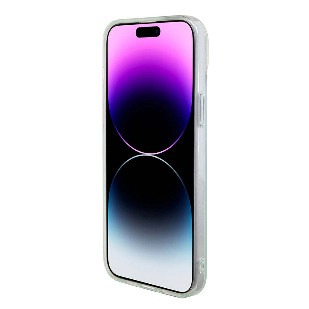 Ovitek MagSafe za Apple iPhone 15, Guess, IML Iridescent, Turkizna
