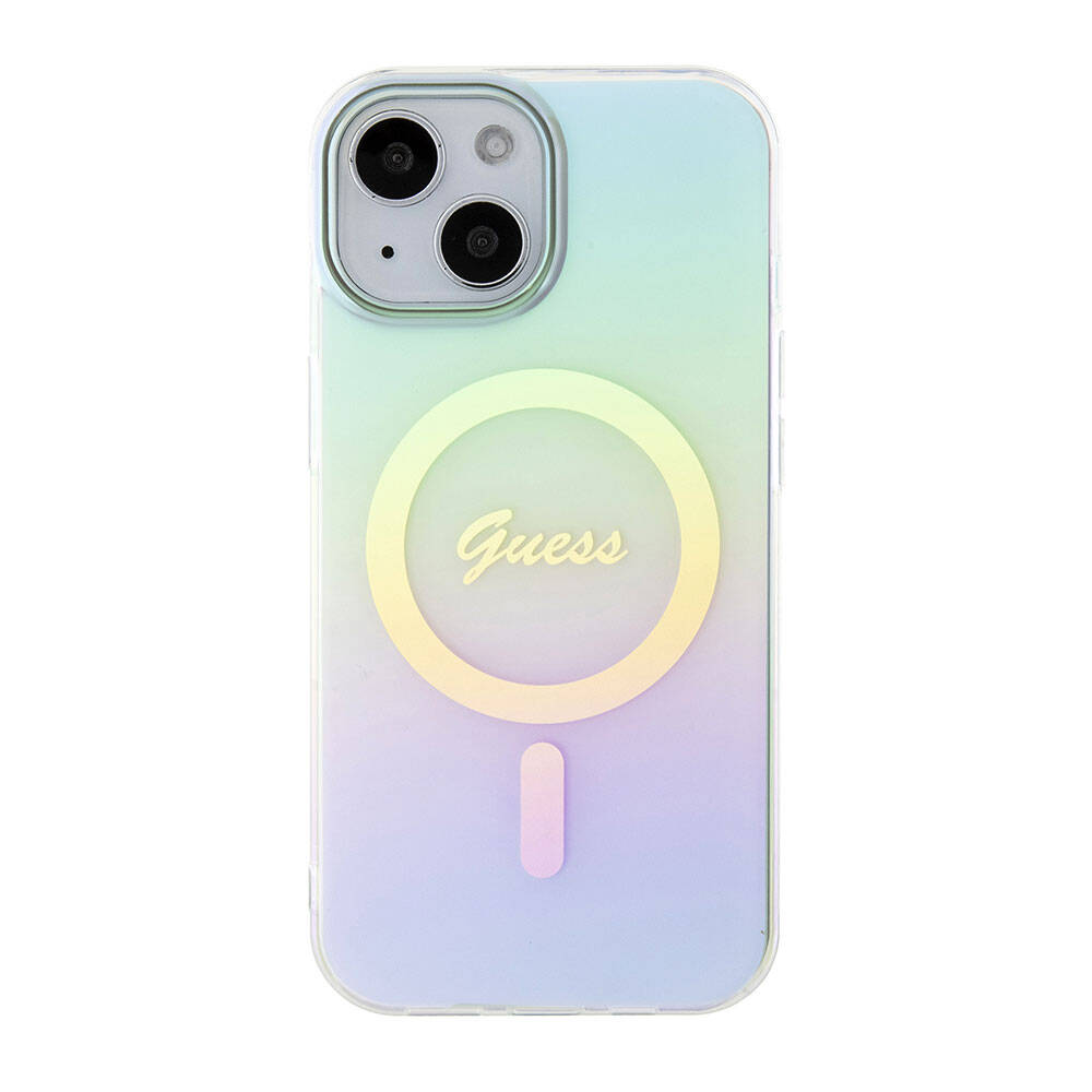 Ovitek MagSafe za Apple iPhone 15, Guess, IML Iridescent, Turkizna