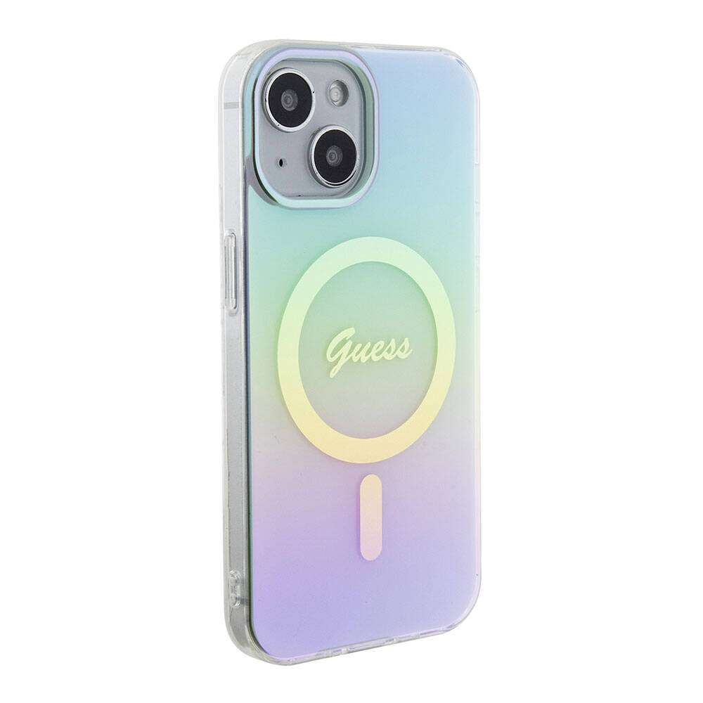 Ovitek MagSafe za Apple iPhone 15, Guess, IML Iridescent, Turkizna