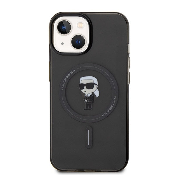 Ovitek MagSafe za Apple iPhone 15, Karl Lagerfeld, IML Ikonik Karl, Črn