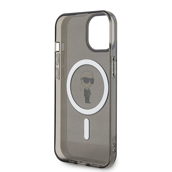 Ovitek MagSafe za Apple iPhone 15, Karl Lagerfeld, IML Ikonik Karl, Črn