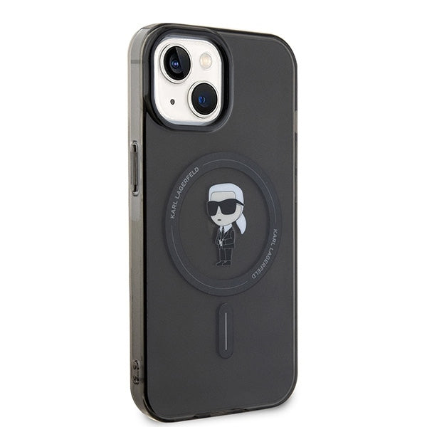 Ovitek MagSafe za Apple iPhone 15, Karl Lagerfeld, IML Ikonik Karl, Črn