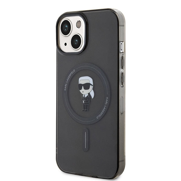 Ovitek MagSafe za Apple iPhone 15, Karl Lagerfeld, IML Ikonik Karl, Črn