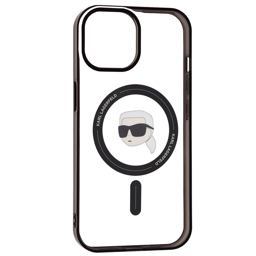 Ovitek MagSafe za Apple iPhone 15, Karl Lagerfeld, IML Karl's Head, Prozoren