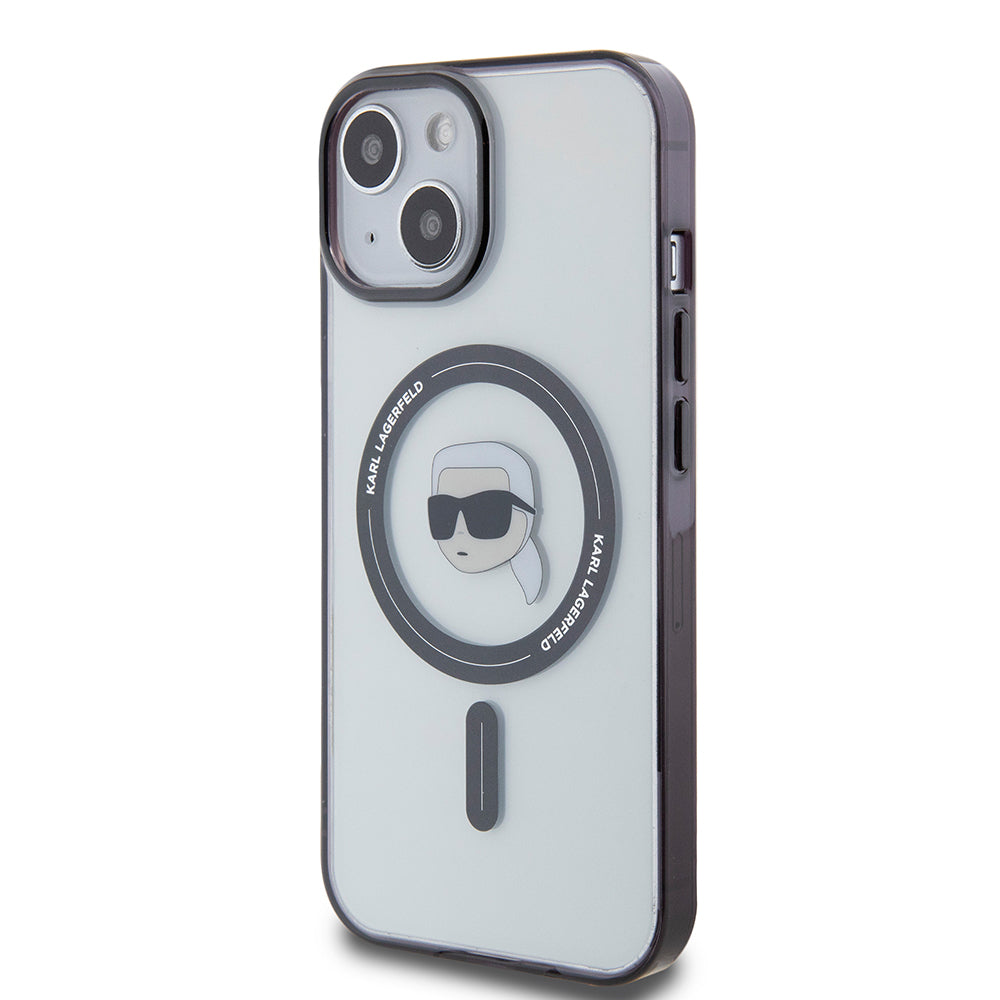 Ovitek MagSafe za Apple iPhone 15, Karl Lagerfeld, IML Karl's Head, Prozoren