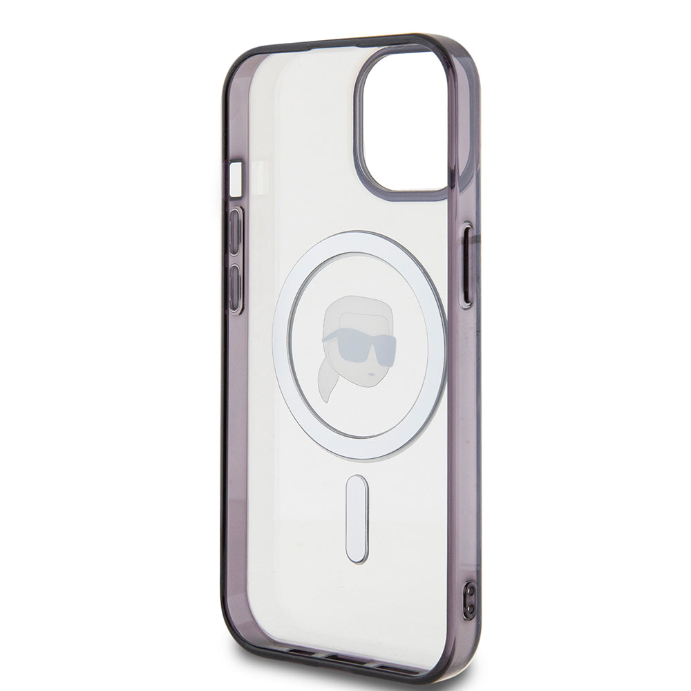 Ovitek MagSafe za Apple iPhone 15, Karl Lagerfeld, IML Karl's Head, Prozoren
