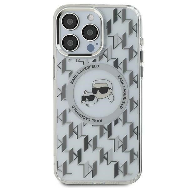 Ovitek MagSafe za Apple iPhone 15, Karl Lagerfeld, IML Monogram Karl & Choupette's Heads, Prozoren