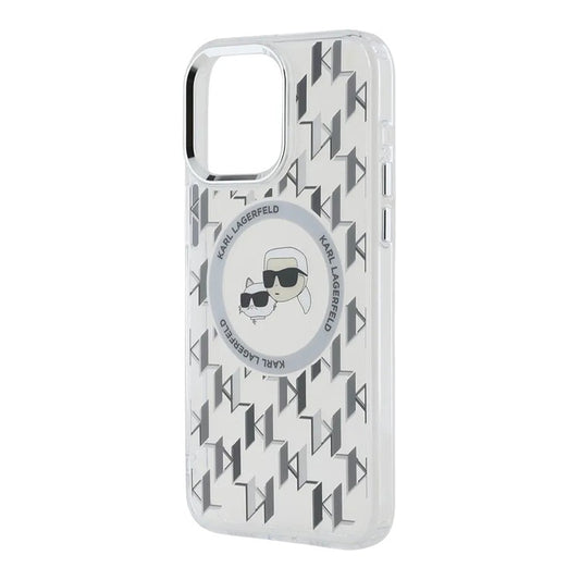 Ovitek MagSafe za Apple iPhone 15, Karl Lagerfeld, IML Monogram Karl & Choupette's Heads, Prozoren