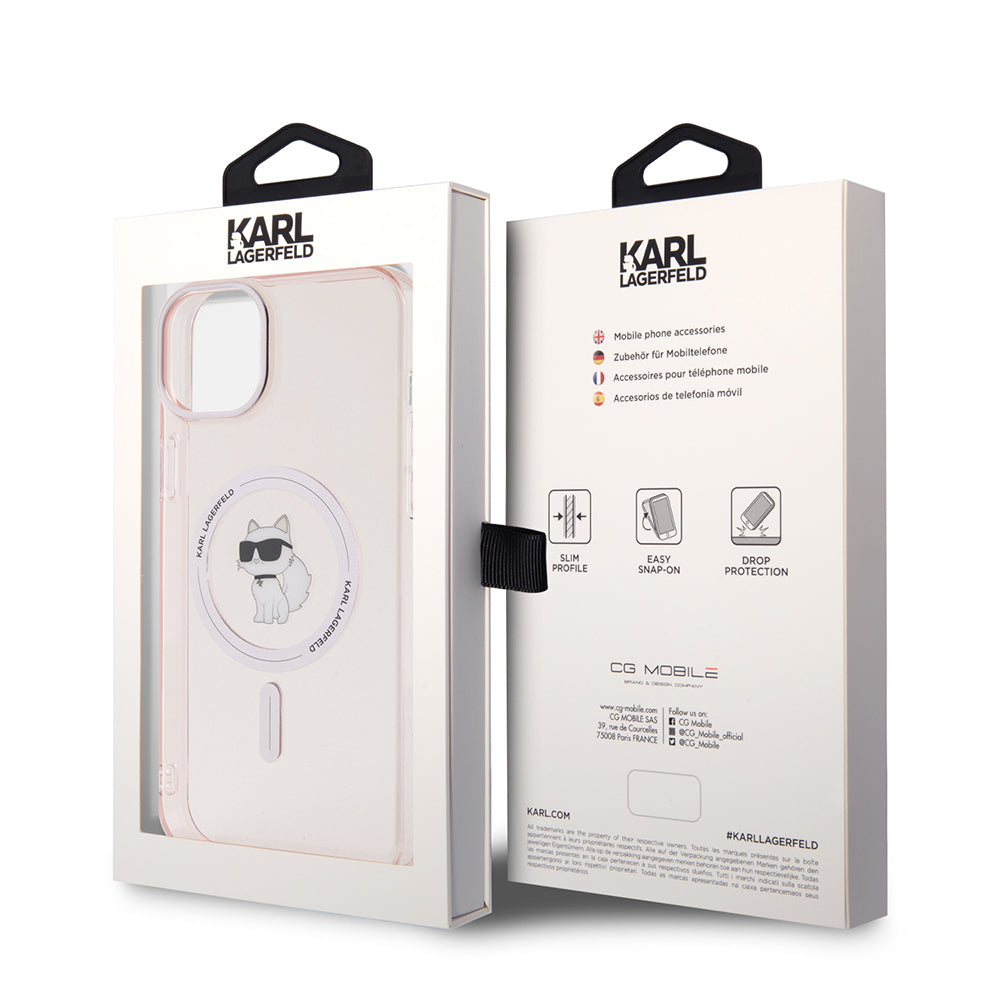 Ovitek MagSafe za Apple iPhone 15 Plus / 14 Plus, Karl Lagerfeld, IML Choupette, Roza
