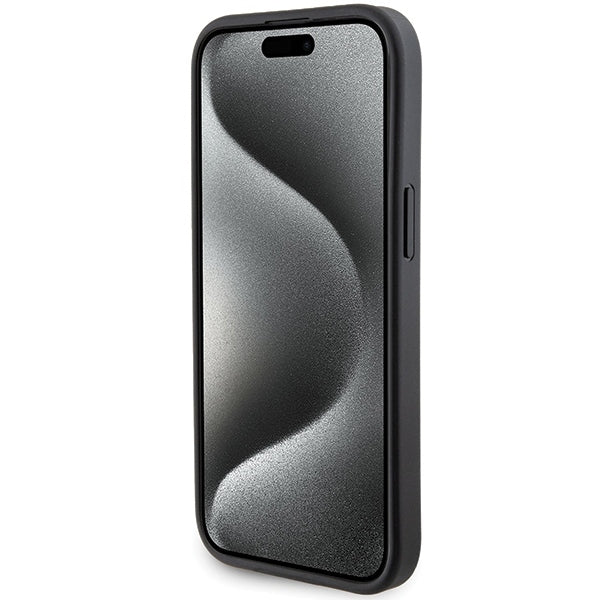 Ovitek MagSafe za Apple iPhone 15 Plus / 14 Plus, Karl Lagerfeld, Saffiano Gripstand Karl & Choupette, Črn