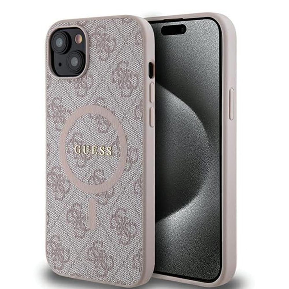 MagSafe ovitek za Apple iPhone 15 Plus, Guess, 4G Collection, Roza