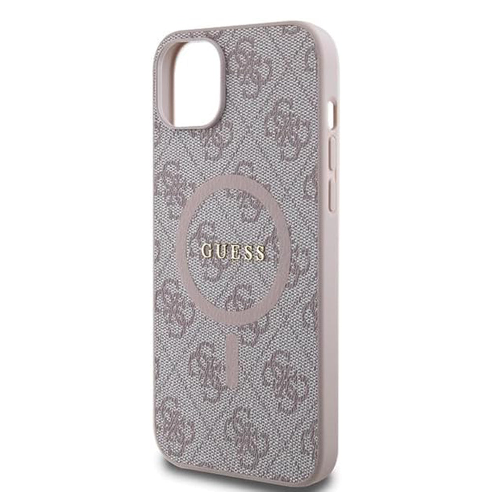 MagSafe ovitek za Apple iPhone 15 Plus, Guess, 4G Collection, Roza