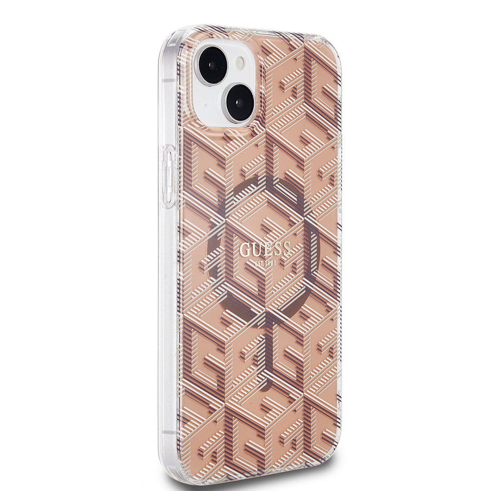 Ovitek MagSafe za Apple iPhone 15 Plus, Guess, IML Gcube, Rjava