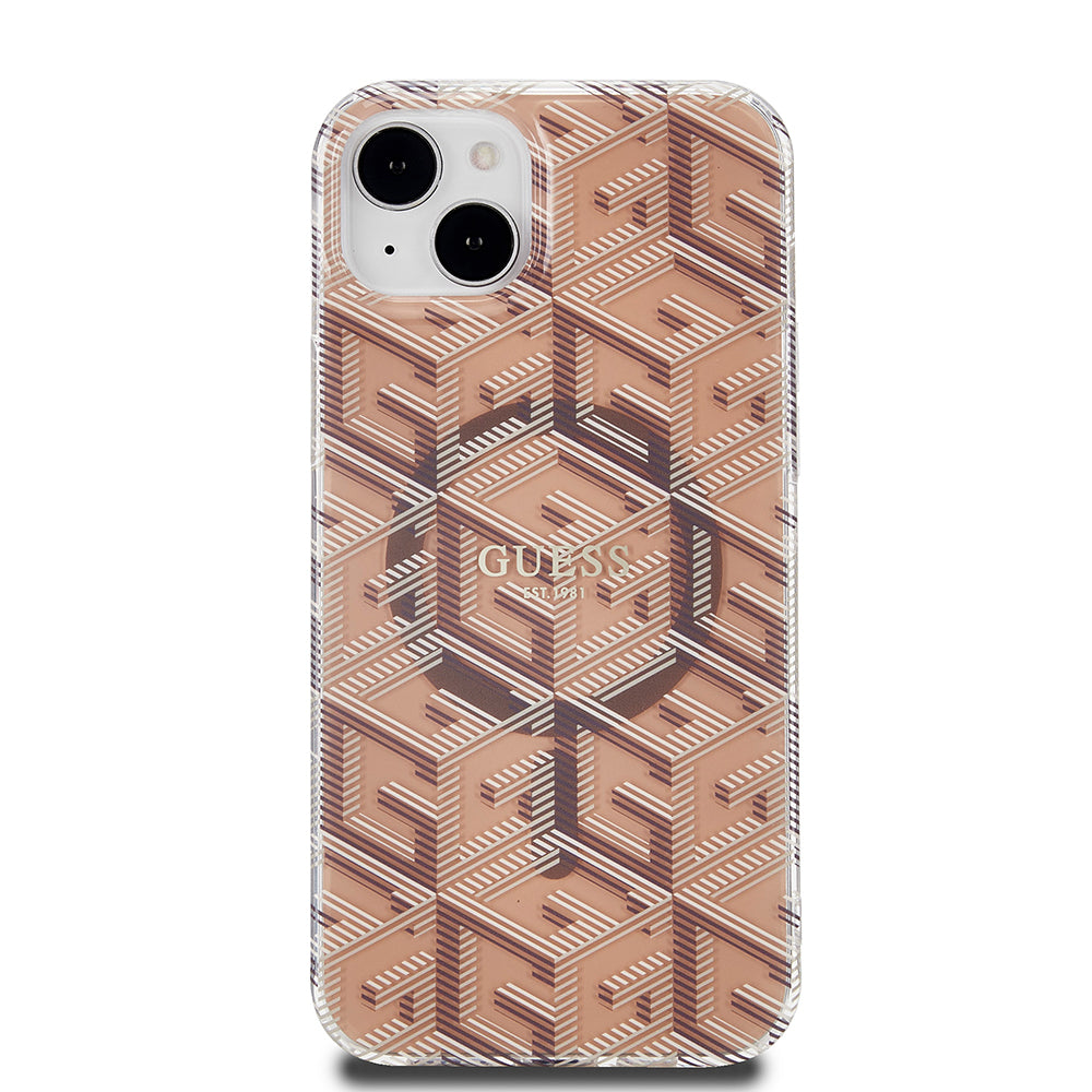 Ovitek MagSafe za Apple iPhone 15 Plus, Guess, IML Gcube, Rjava