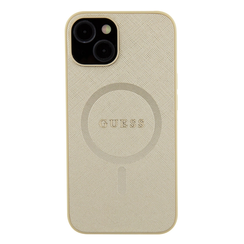Ovitek MagSafe za Apple iPhone 15 Plus, Guess, Saffiano, Zlat