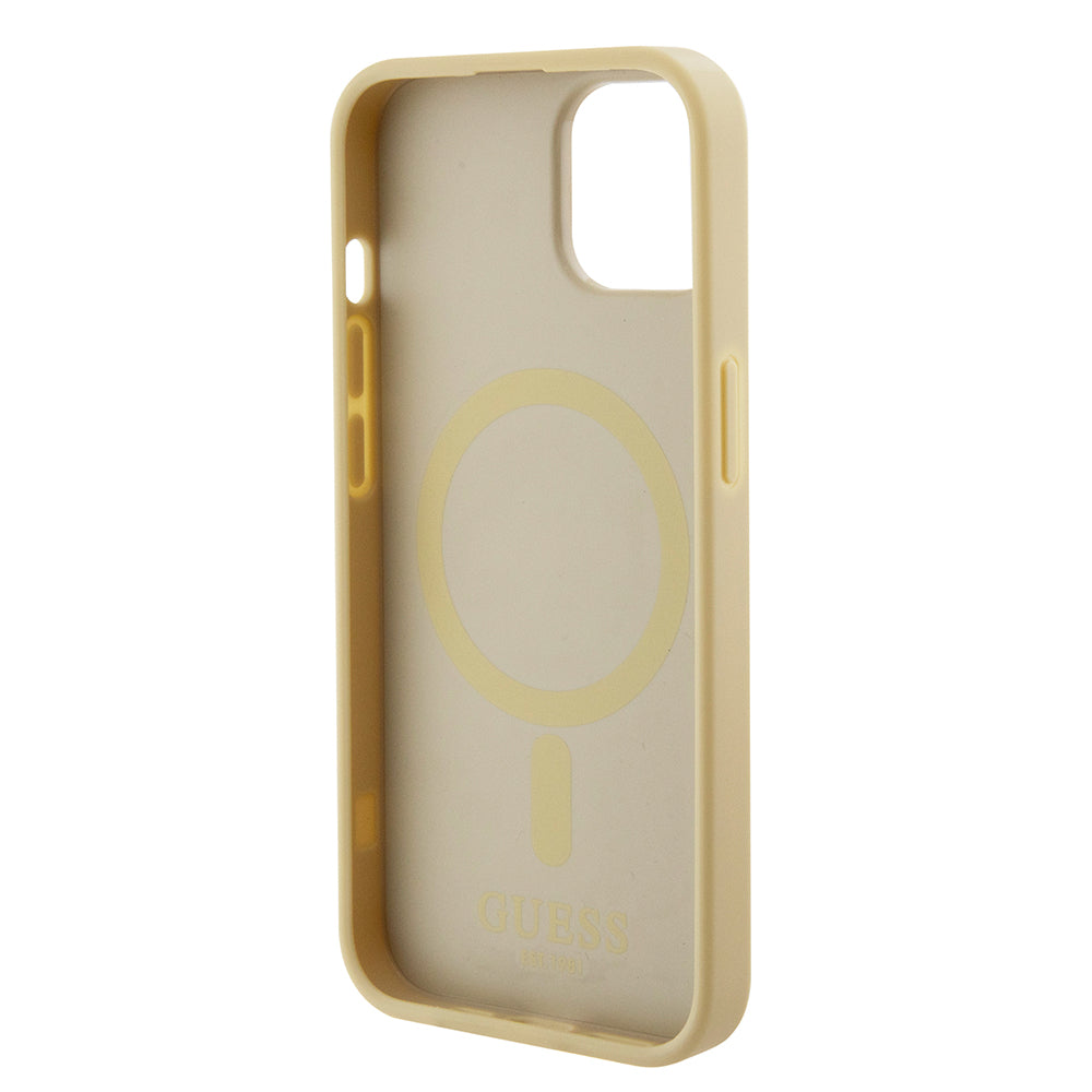 Ovitek MagSafe za Apple iPhone 15 Plus, Guess, Saffiano, Zlat