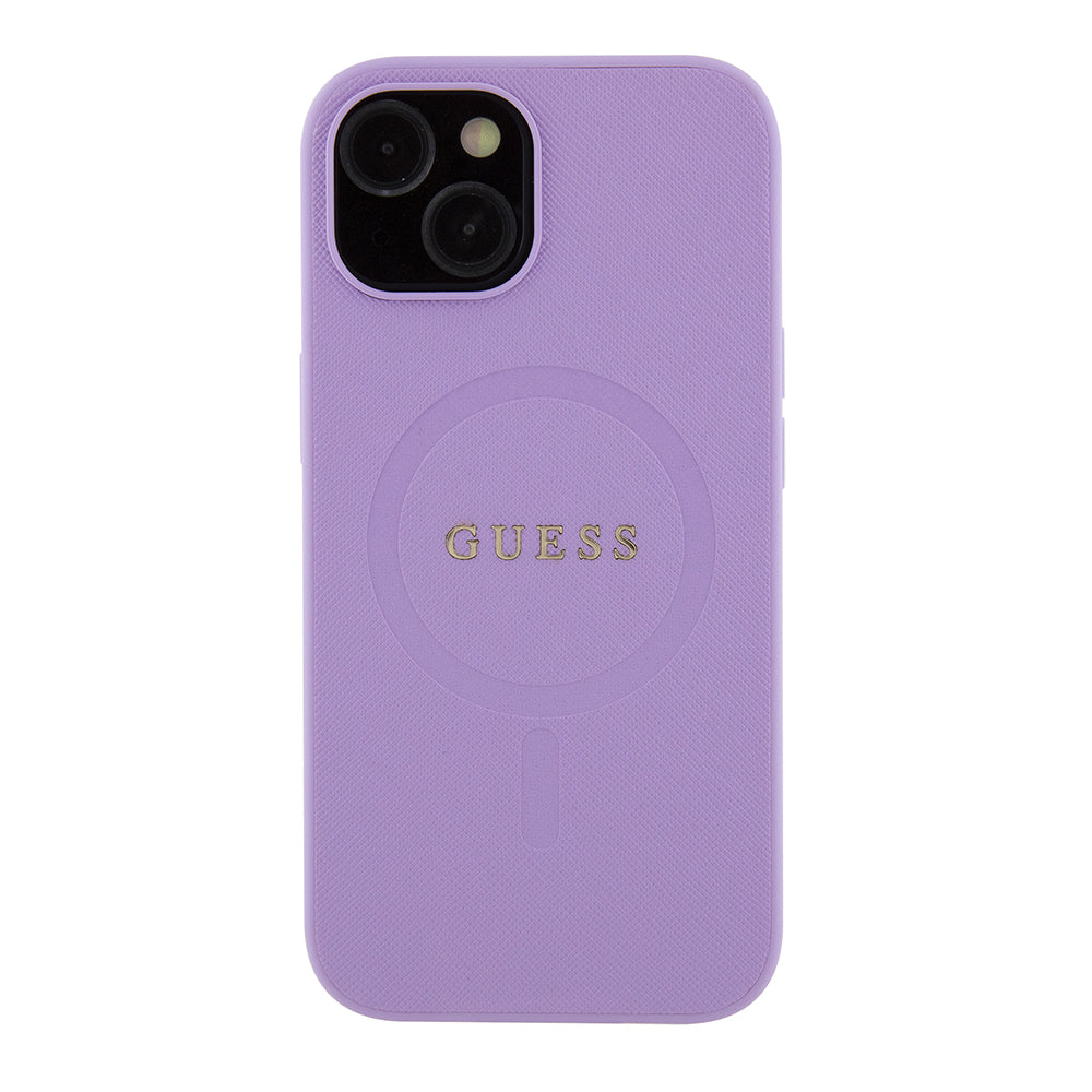Ovitek MagSafe za Apple iPhone 15 Plus, Guess, Saffiano, Vijolična