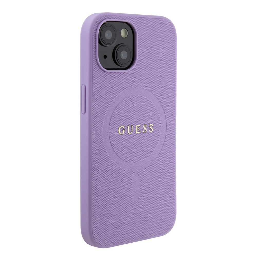 Ovitek MagSafe za Apple iPhone 15 Plus, Guess, Saffiano, Vijolična