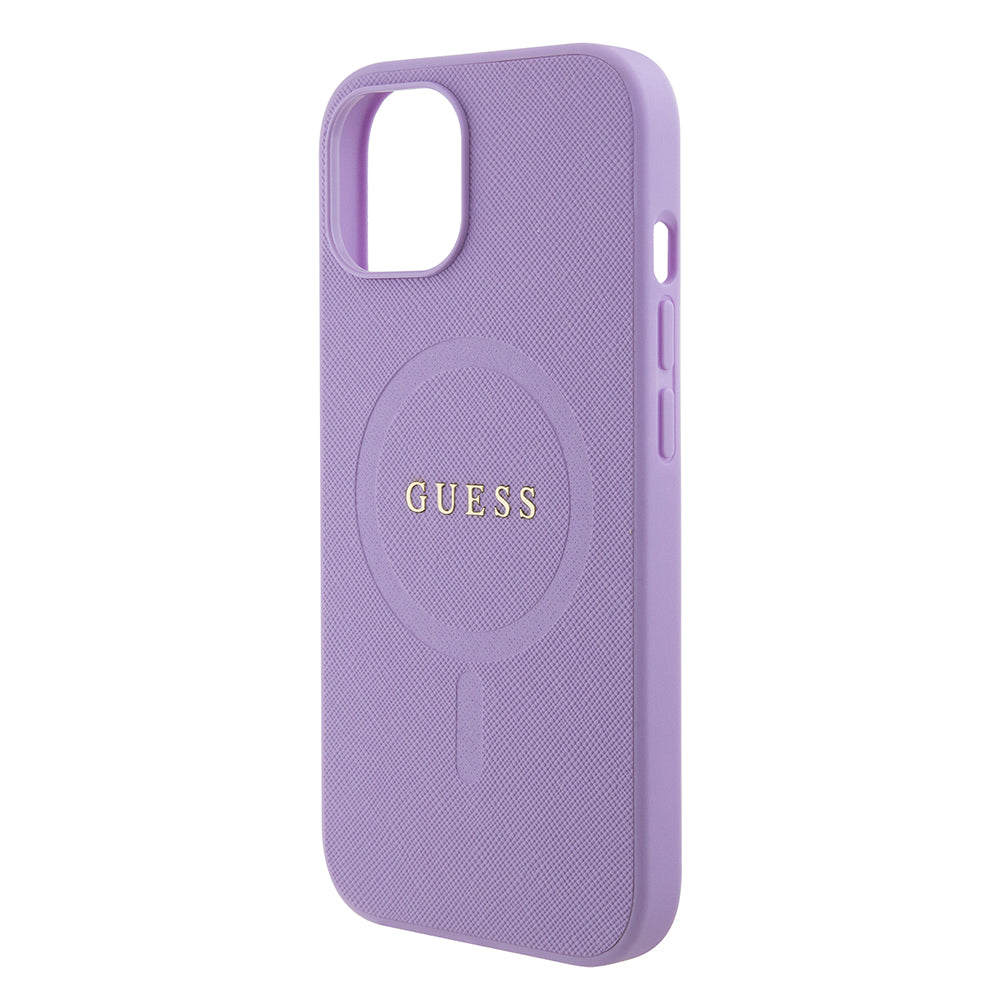 Ovitek MagSafe za Apple iPhone 15 Plus, Guess, Saffiano, Vijolična