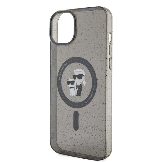 Ovitek MagSafe za Apple iPhone 15 Plus, Karl Lagerfeld, Glitter, Črna