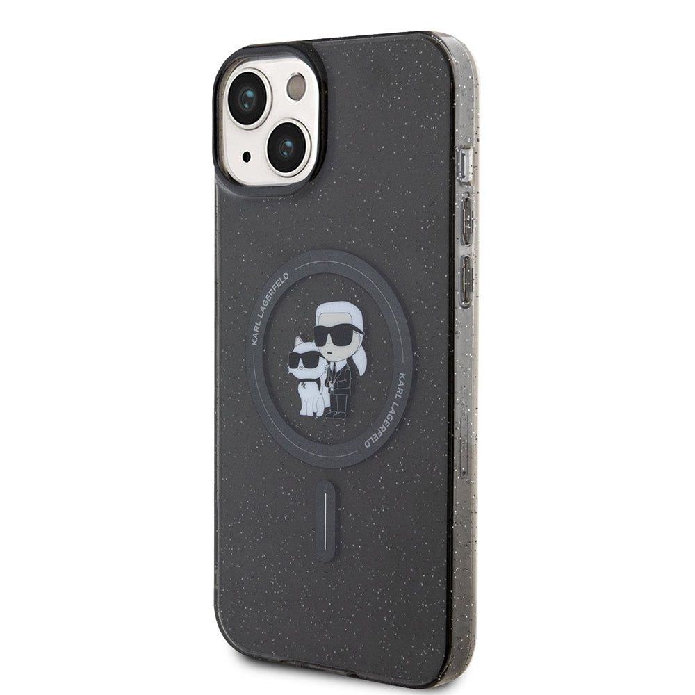 MagSafe Case for Apple iPhone 15 Plus, Karl Lagerfeld, Glitter, Black