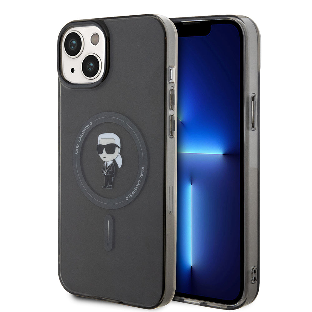 Ovitek MagSafe za Apple iPhone 15 Plus, Karl Lagerfeld, IML Ikonik Karl, Črn