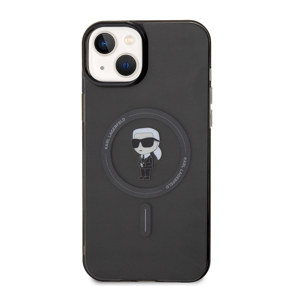 Ovitek MagSafe za Apple iPhone 15 Plus, Karl Lagerfeld, IML Ikonik Karl, Črn