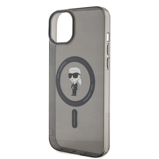 Ovitek MagSafe za Apple iPhone 15 Plus, Karl Lagerfeld, IML Ikonik Karl, Črn