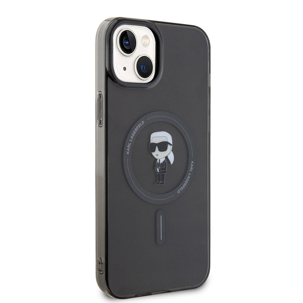 Ovitek MagSafe za Apple iPhone 15 Plus, Karl Lagerfeld, IML Ikonik Karl, Črn