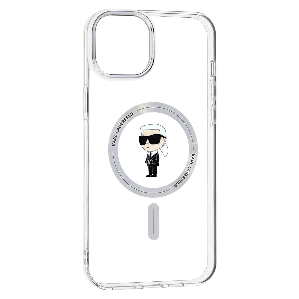Ovitek MagSafe za Apple iPhone 15 Plus, Karl Lagerfeld, IML Ikonik Karl, Prozoren