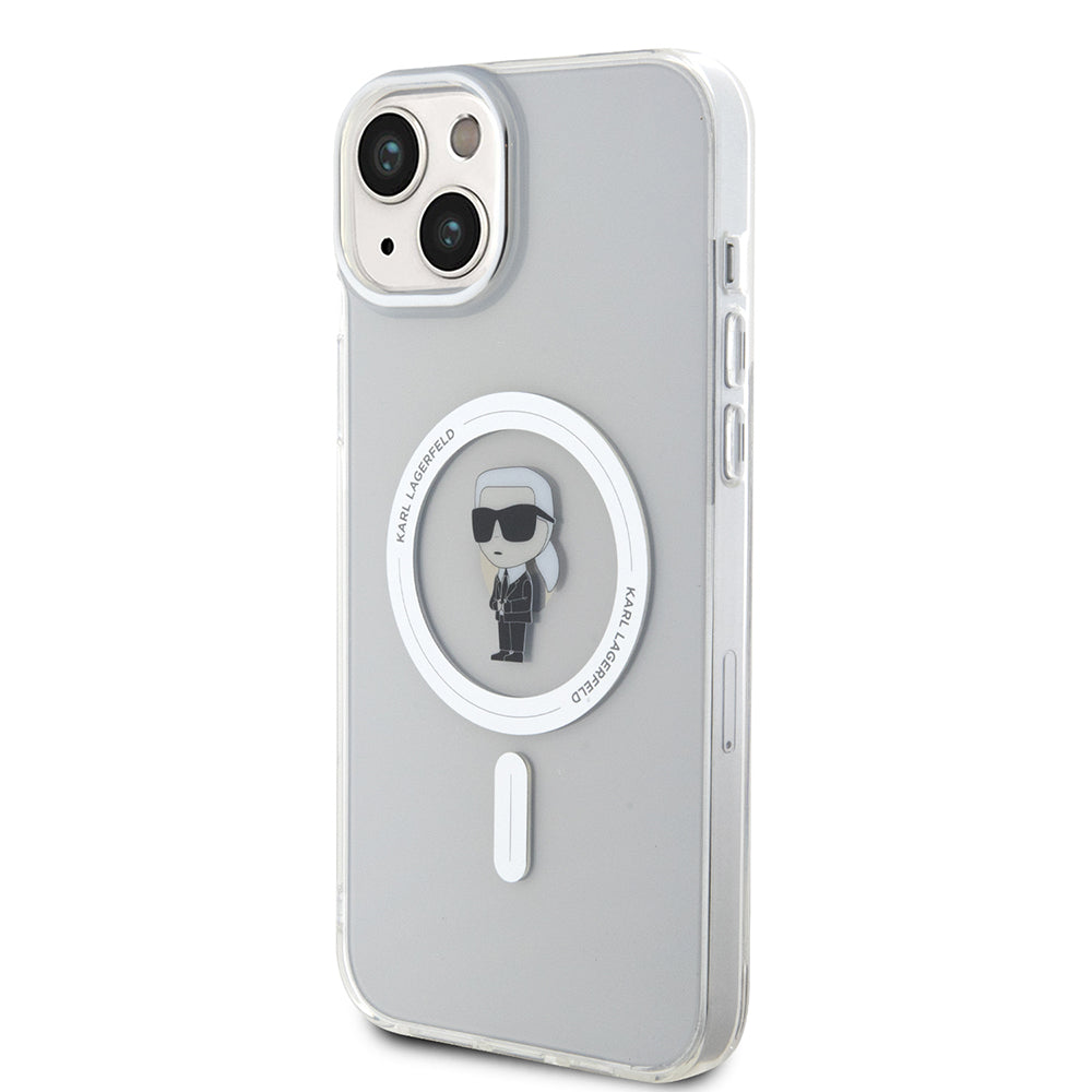 Ovitek MagSafe za Apple iPhone 15 Plus, Karl Lagerfeld, IML Ikonik Karl, Prozoren