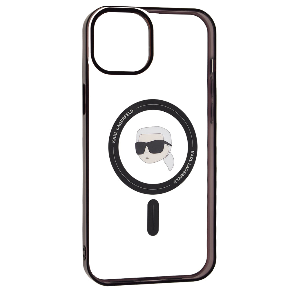 Ovitek MagSafe za Apple iPhone 15 Plus, Karl Lagerfeld, IML Karl's Head, Prozoren